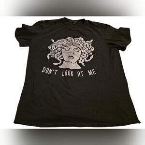 Anvil Black Graphic Medusa "Don't Look At Me" T-Shirt Size M Unisex
